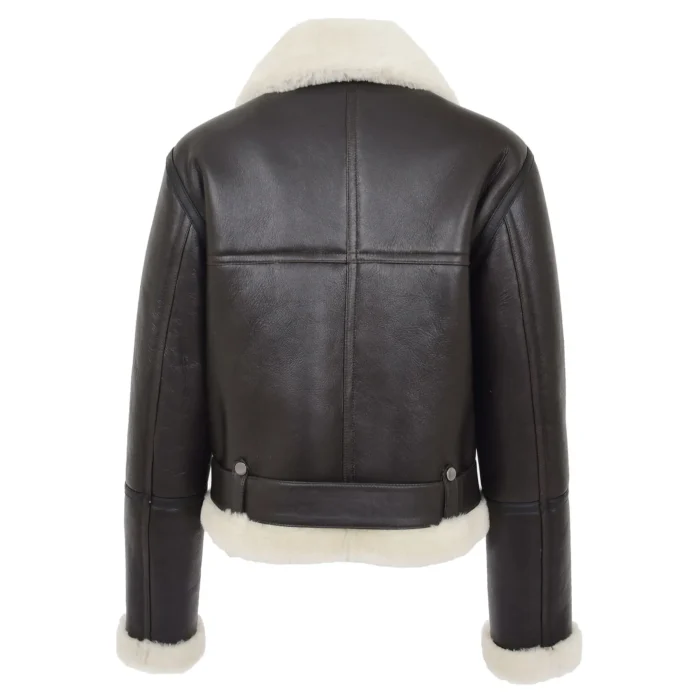 Women Sherilyn B3 Black Leather Shearling Jacket - Image 4
