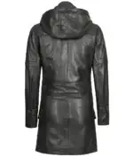 Bitonto Womens Black Leather Coat – 3/4 Length - Image 3