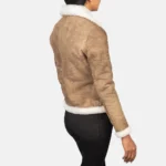 Women Sherilyn Brown Shearling Leather Jacket - Image 3