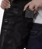 Bitonto Womens Black Leather Coat – 3/4 Length - Image 2