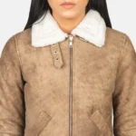 Women Sherilyn Brown Shearling Leather Jacket - Image 5