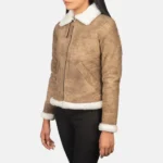 Women Sherilyn Brown Shearling Leather Jacket - Image 2