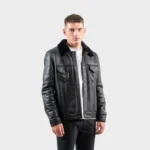 Black Sheepskin Fur Jacket: Men’s Suede Leather Coat