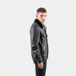 Black Sheepskin Fur Jacket: Men’s Suede Leather Coat - Image 7