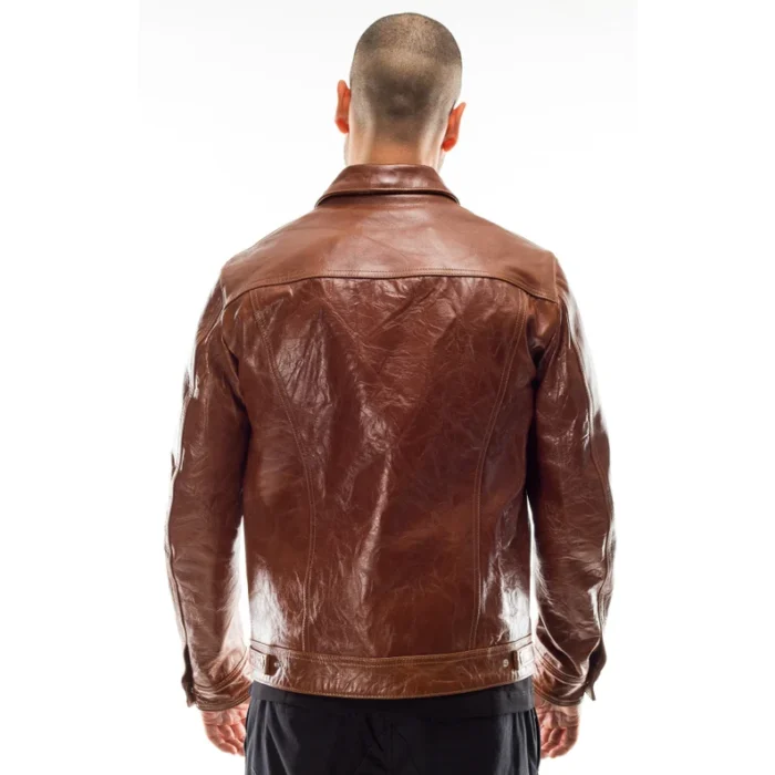 Men’s Italian Brown Lambskin Leather Jacket - Image 2