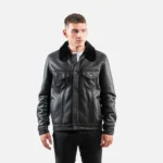 Black Sheepskin Fur Jacket: Men’s Suede Leather Coat - Image 5