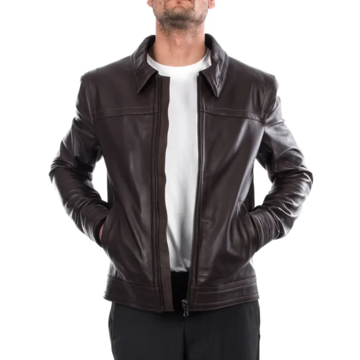 Luxury Handmade Men’s Dark Brown Lambskin Jacket