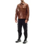 Men’s Italian Brown Lambskin Leather Jacket - Image 4