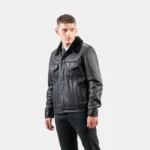 Black Sheepskin Fur Jacket: Men’s Suede Leather Coat - Image 6