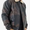 Mens Distressed Brown Fur Collar Jacket
